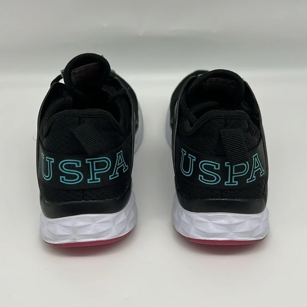 US Polo Association NW8110 Morale -M Black Sneaker Pink Turquoise Accents size 6